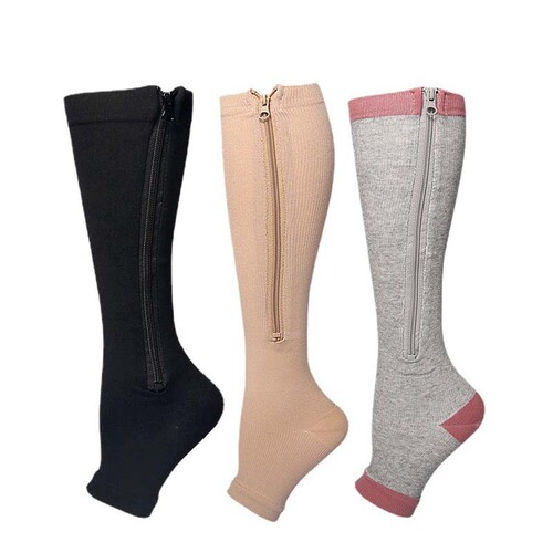Amazon Beauty Leg Pressure Socks Women's Autumn Zipper Socks Compression Socks Sports Professional Shaping Pressure Socks Wholesale
