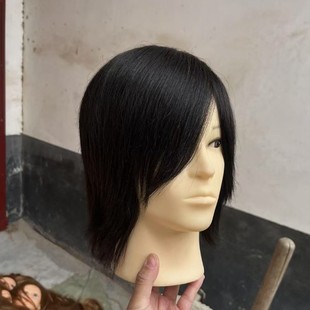Hairdressing Head Model Head, Men's Dummy Head, Short Hair, Can Be Permed and Dyed, Full Real Hair Head Model, Special Doll Head for Hairdressing and Hair Cutting