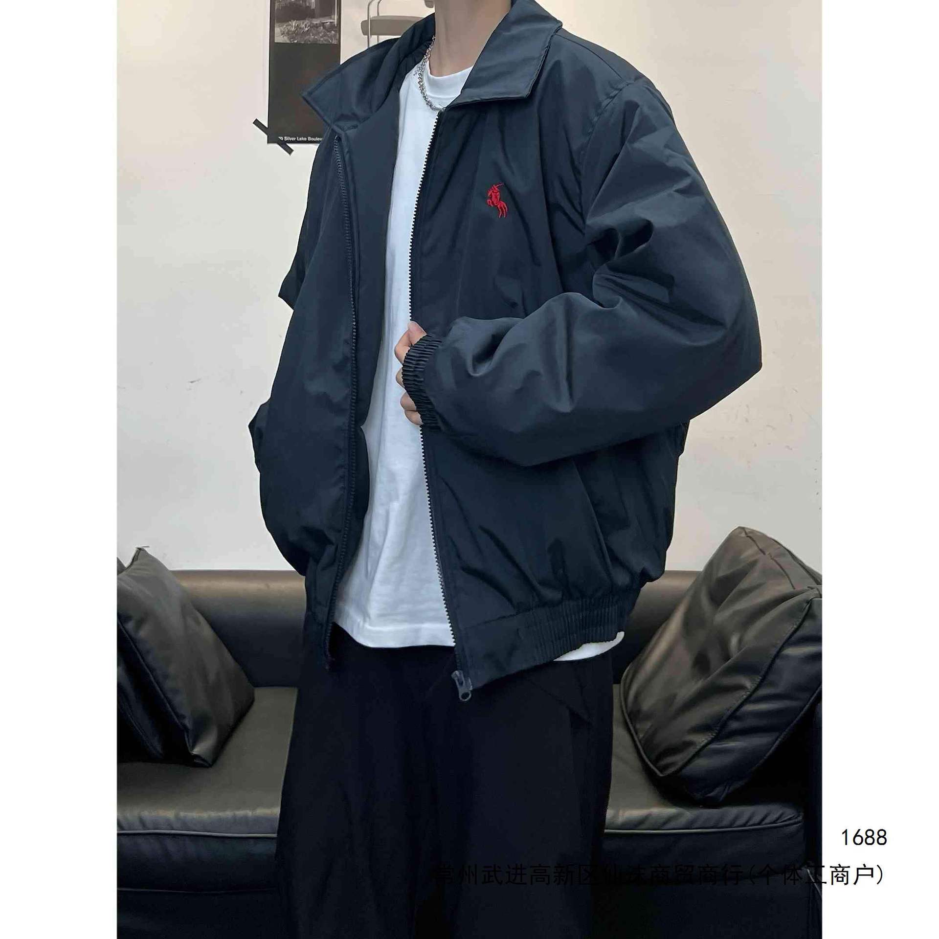 New winter style, three-proof and warm cotton-padded jacket for men, versatile, loose and casual design, lapel, thick cotton coat, trendy.