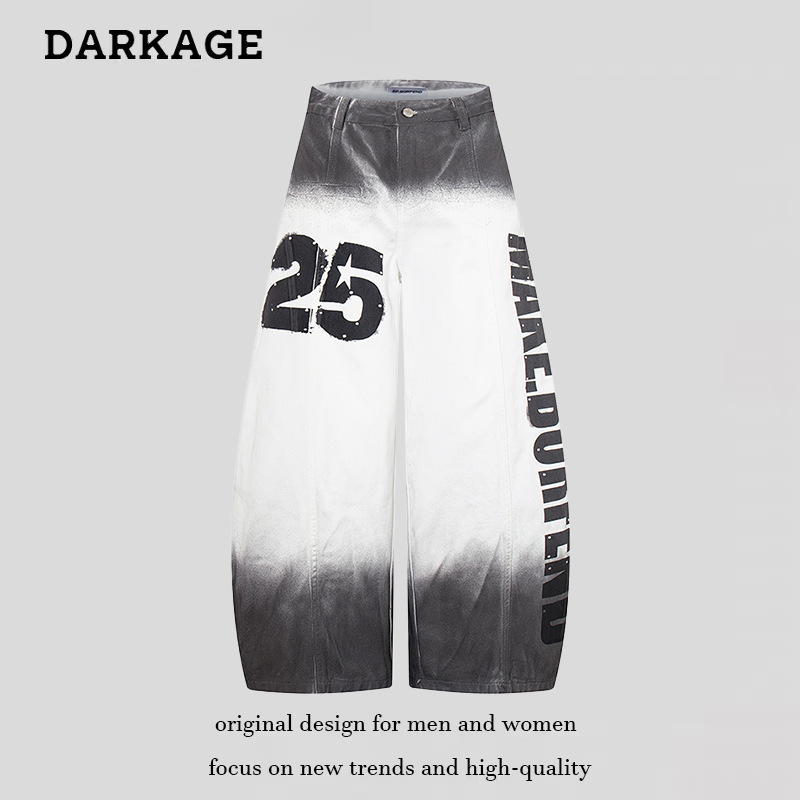 American Retro Gradient Curved Jeans for Men and Women, New Spring High Street Style, Loose Casual Slimming Wide-Leg Pants American Retro Gradient Curved Jeans for Men and Women, New Spring High Street Style, Loose Casual Slimming Wide-Leg Pants