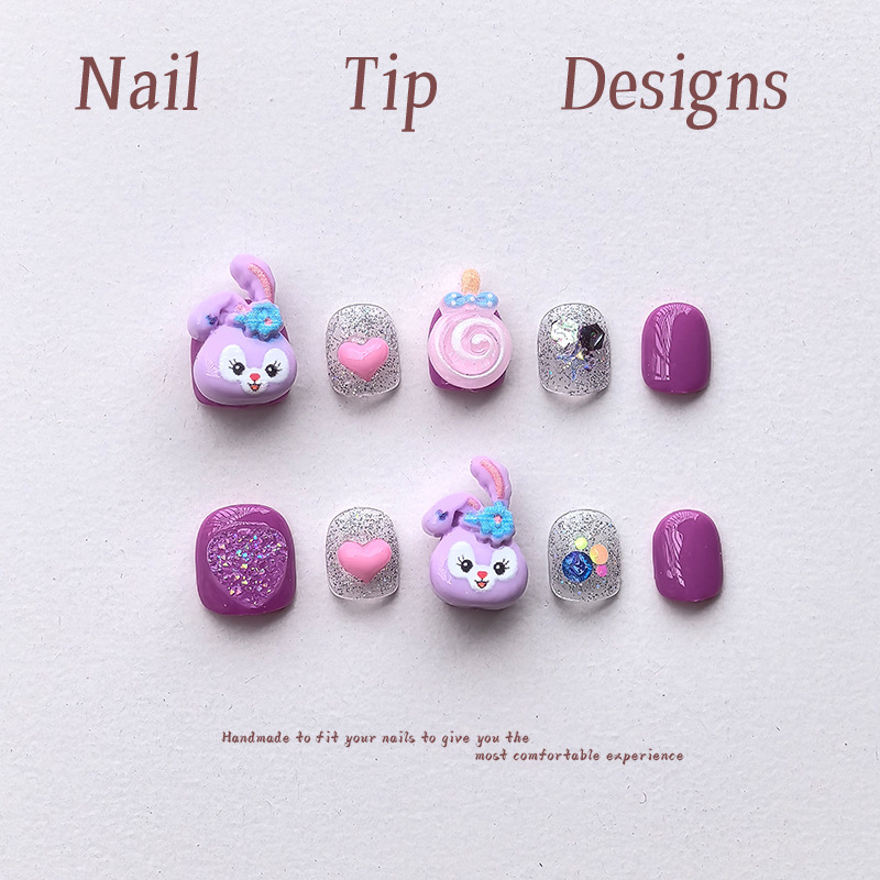 Pure handmade children's wearing nail real shot cartoon star dai road short nail stickers 3-10 years old girls' professional fake nails Pure handmade children's wearing nail real shot cartoon star dai road short nail stickers 3-10 years old girls' professional fake nails