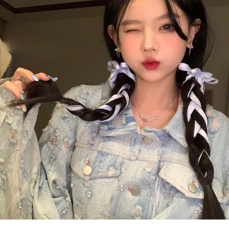 Cinta de cabello trenzada blanca, cinta de satén, tocado de cinta, lazo rosa femenino, cinta de ballet, pinza para el cabello, cuerda para el cabello, accesorios para el cabello