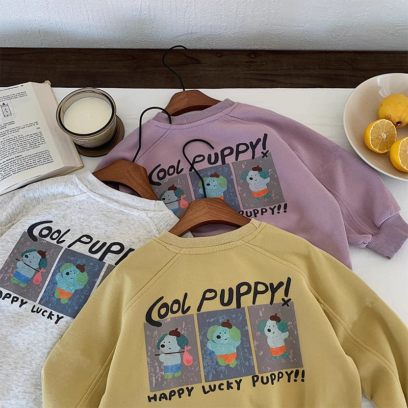 Детский весенний новый хлопковый свиток мультфильм иностранные топы для мальчиков и девочек корейская версия повседневной свитера