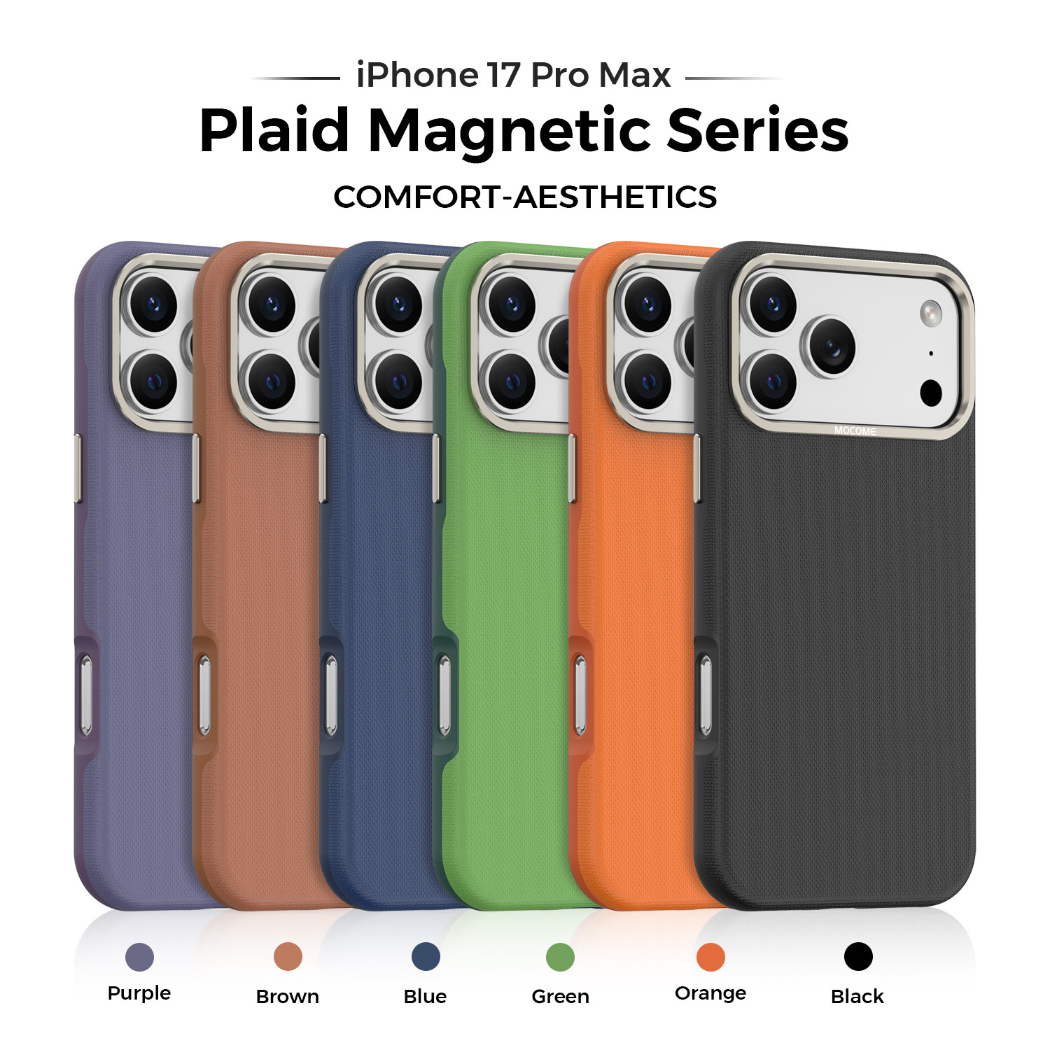 Ốp lưng điện thoại từ tính công nghệ vải dệt cho iPhone 17, 16 Pro Max, 15 — Cam, Xanh dương, Đen, Xanh lá chi tiết 1