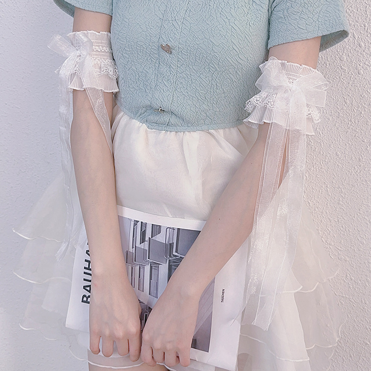Lolita Lolita Lace Bow Arm Cover Long Ribbon Ribbon Accessories Lolita Niang Matching Arm Cover
