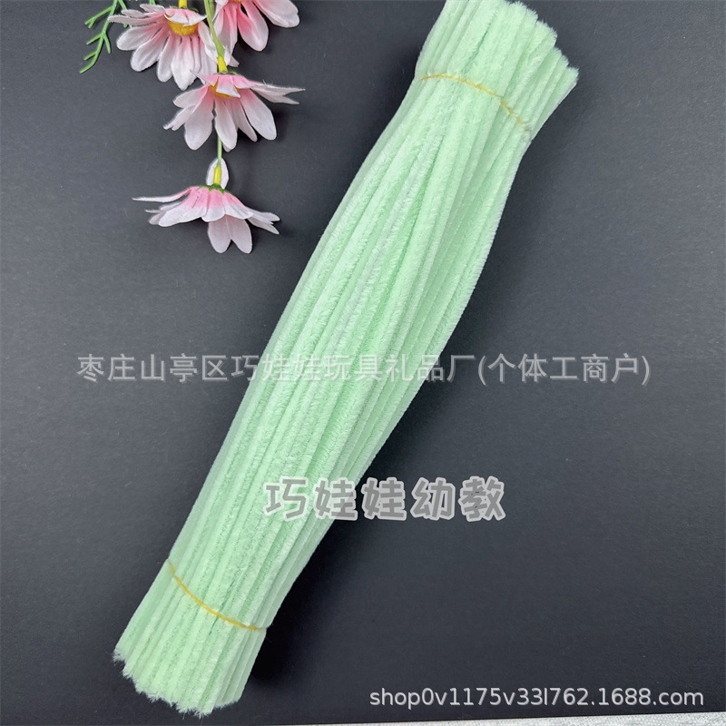 Macaron color Twisted stick hecho a mano bricolaje raíz del pelo de lana cifrado raya tulipán bouquet paquete material negrita