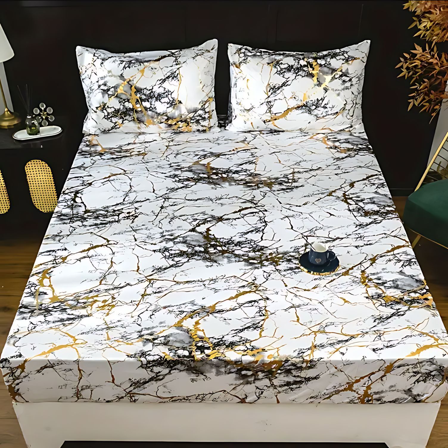 TEMU / JIT transfronterizo moda clásica estampado texturas suaves cama cama gazaña ropa de cama set fuente fabricante