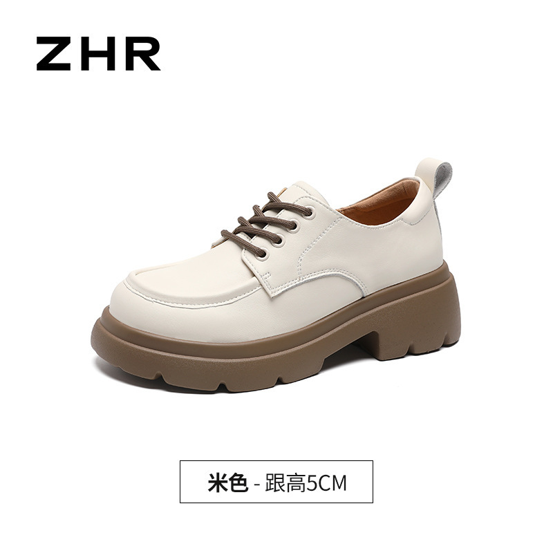 ZHR则则英伦真皮单鞋女2025新款爆款小皮鞋女厚底增高百搭乐福鞋|undefined