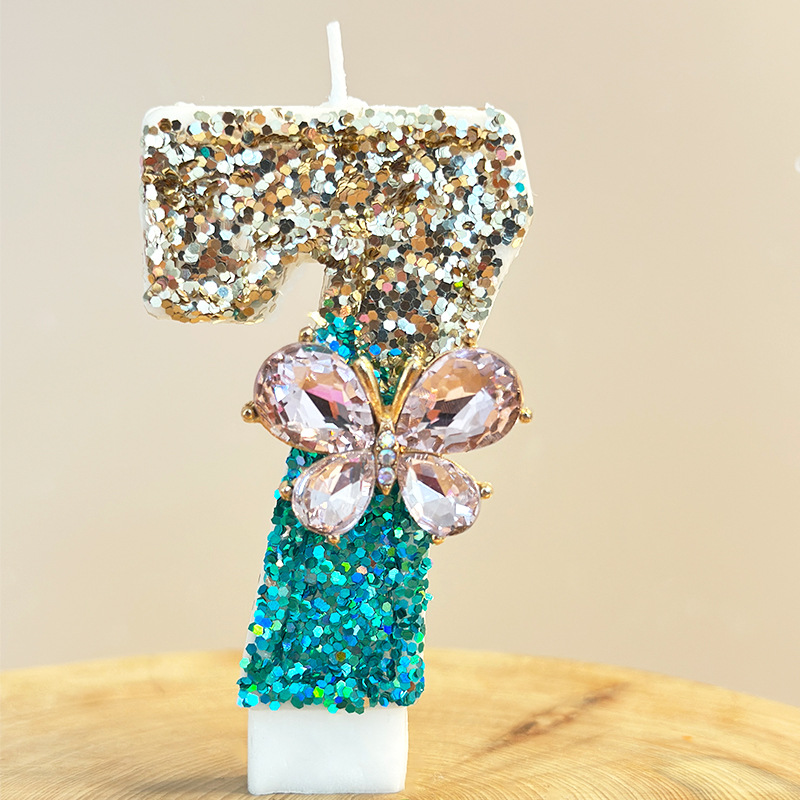 代发渐变蝴蝶数字生日蛋糕蜡烛跨境速卖通亚马逊专供品跨境热销