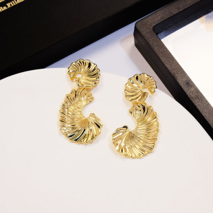 Cross-border Earrings European and American Fashion Simple Irregular Metal Striped Earrings Light Luxury Personalized Women's Internet Celebrity Earrings