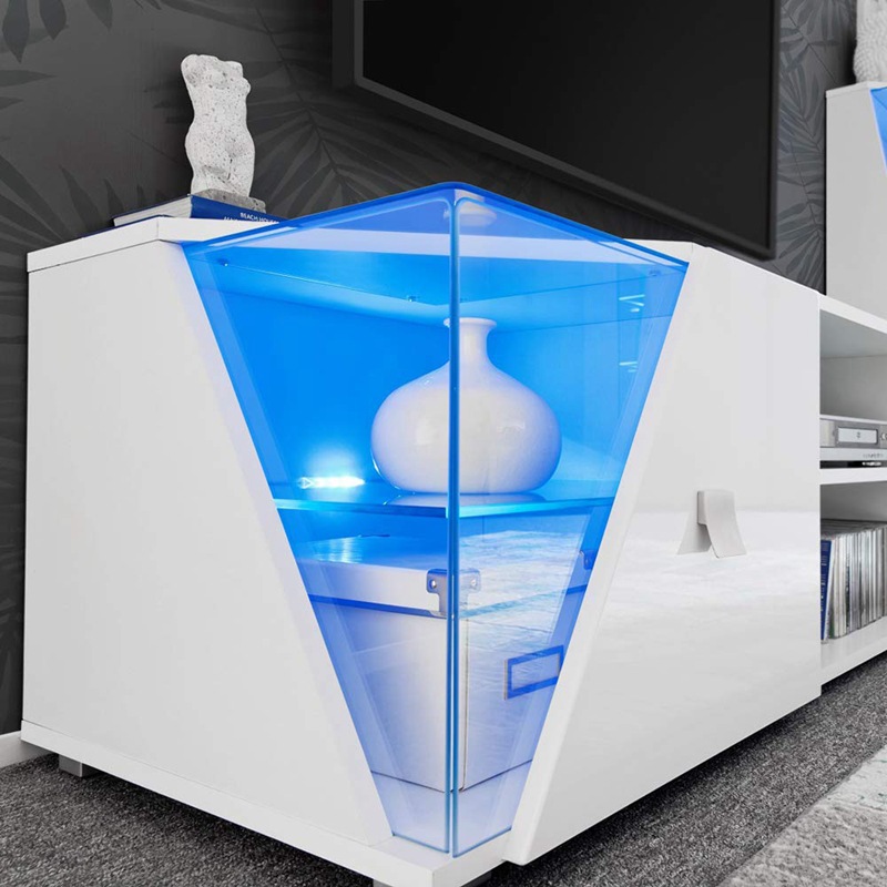 Gabinete de TV con luz simple moderno pequeño apartamento sala de estar gabinete de TV gabinete de piso de lujo Luz