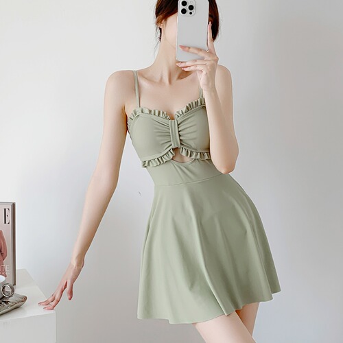 One-piece swimsuit women's new  summer conservative pure lust style swimsuit high-end two-piece set covering belly sexy ins
