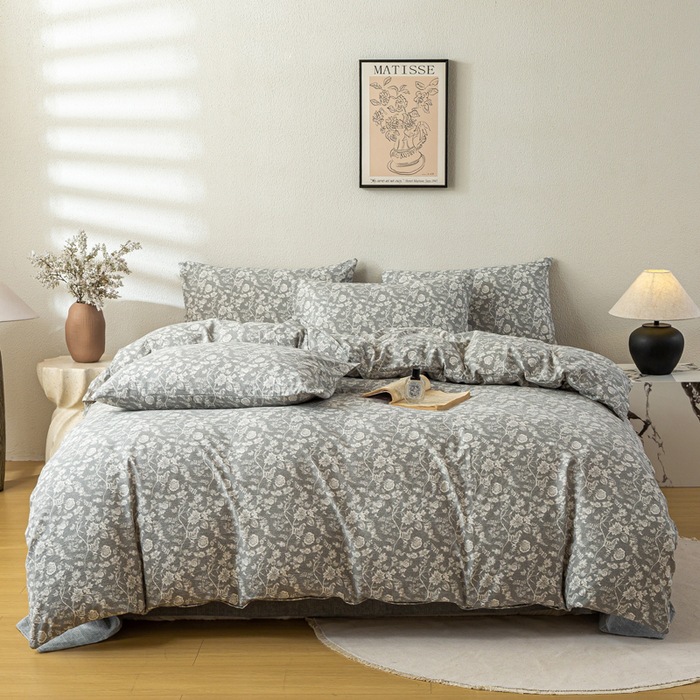 A clase de bebé dormir desnudo engrosado alto gramo de peso original lino impresión de estilo vintage cuatro piezas conjunto de ropa de cama jacquard simple