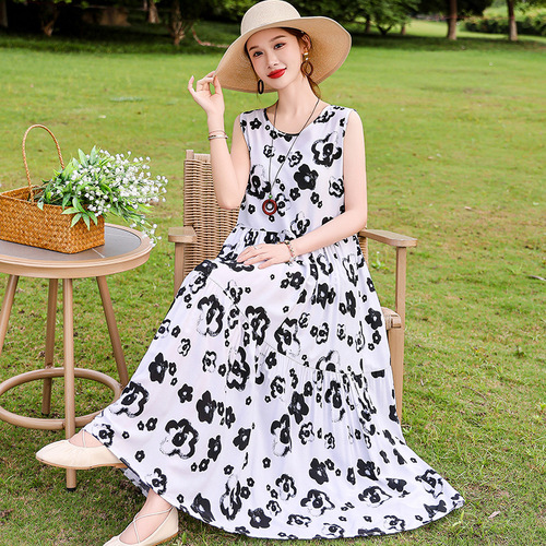 2025 New Beach Vacation Sandals Dress Super Fairy Bohemian Backless Dress High-end Cotton Silk Dress Slimming