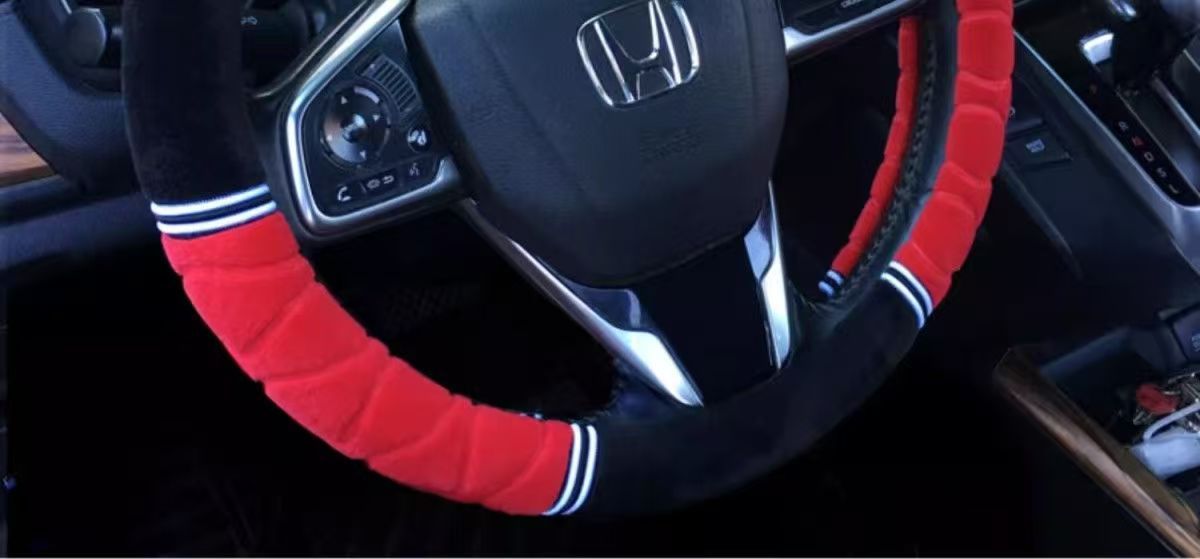 Car Steering Wheel Cover Plush Handlebar Cover Long and Short Plush Autumn and Winter Three-Piece Set Unisex Warm and Non-Slip