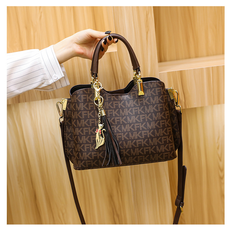 Túi tote da thật nữ cỡ lớn phong cách đơn giản tiện dụng đi làm — Kaki hoa văn cũ, Màu nâu vân MK, Màu cà phê vân MK chi tiết 15