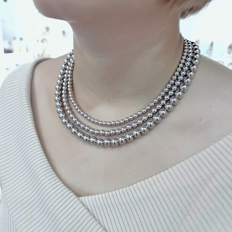 Modern Style Round Stainless Steel Necklace display picture 28