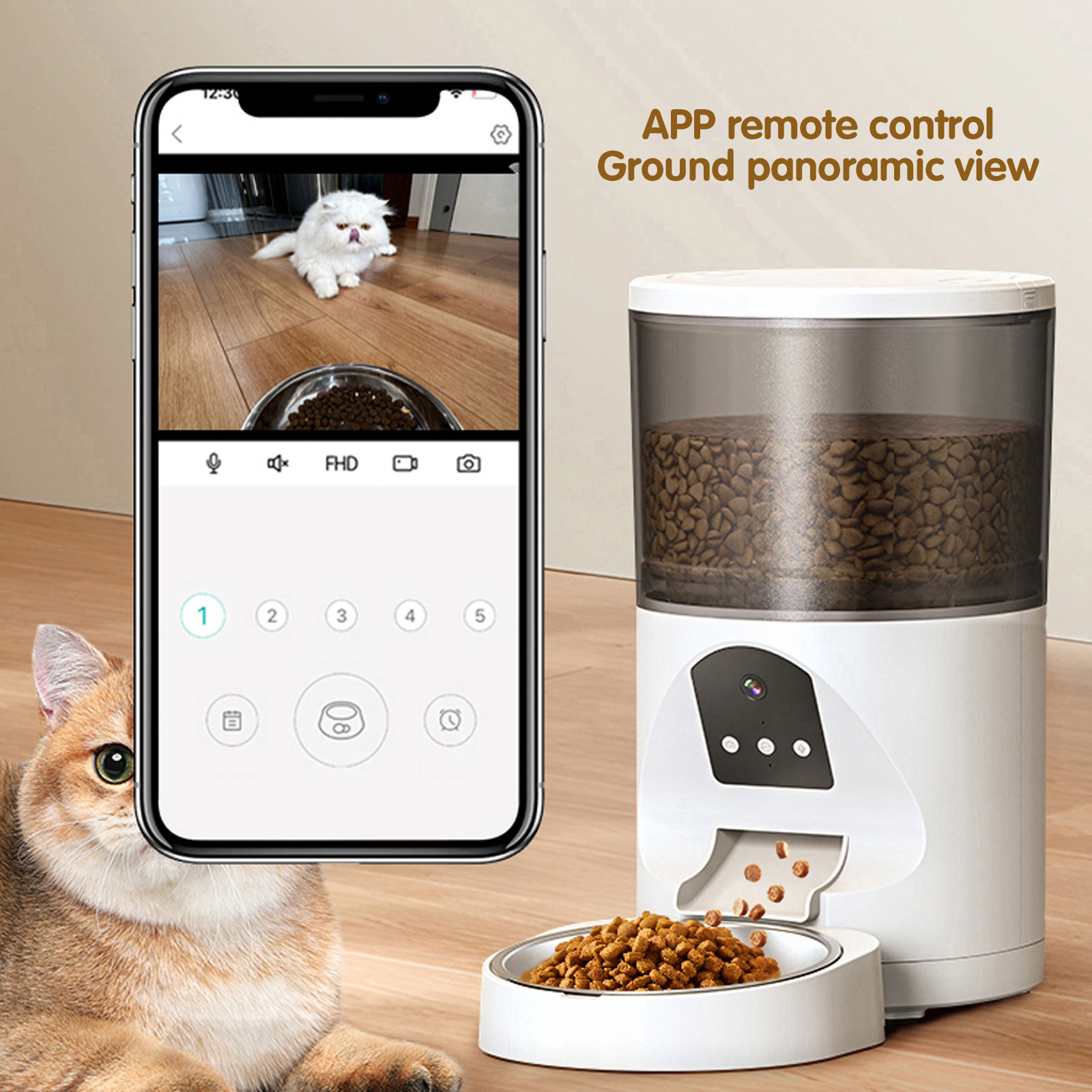 Comedero Inteligente para Mascotas con Cámara de Alta Definición, Lente Gran Angular, Protección de Privacidad, Comedero Automático de Venta Caliente de Fábrica