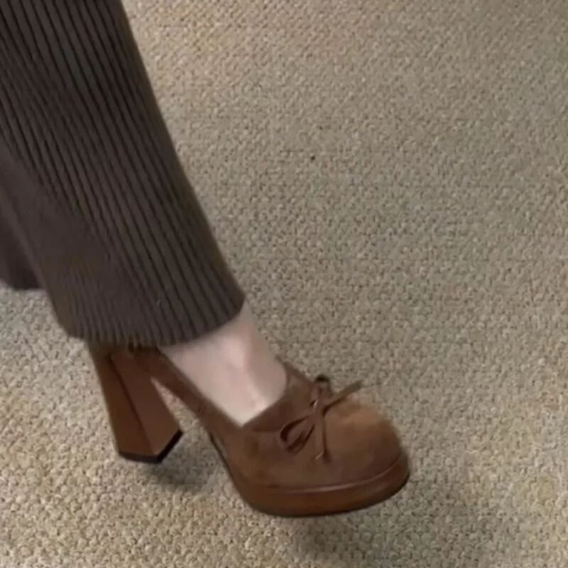 Height-Increasing Ultra-Soft Retro Mary Jane Shoes High Heels Round Toe 2025 New Shallow Bow French-Style Women's Shoes Height-Increasing Ultra-Soft Retro Mary Jane Shoes High Heels Round Toe 2025 New Shallow Bow French-Style Women's Shoes