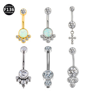 G23 Titanium Alloy Opal Welding Ball Cylindrical Navel Nail 2023 Summer New Piercing Navel Ring
