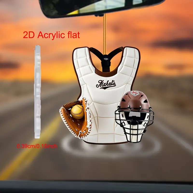 Nuevo producto divertido béisbol acrílico plano colgante de coche accesorios de mochila regalo de cumpleaños decoración del hogar