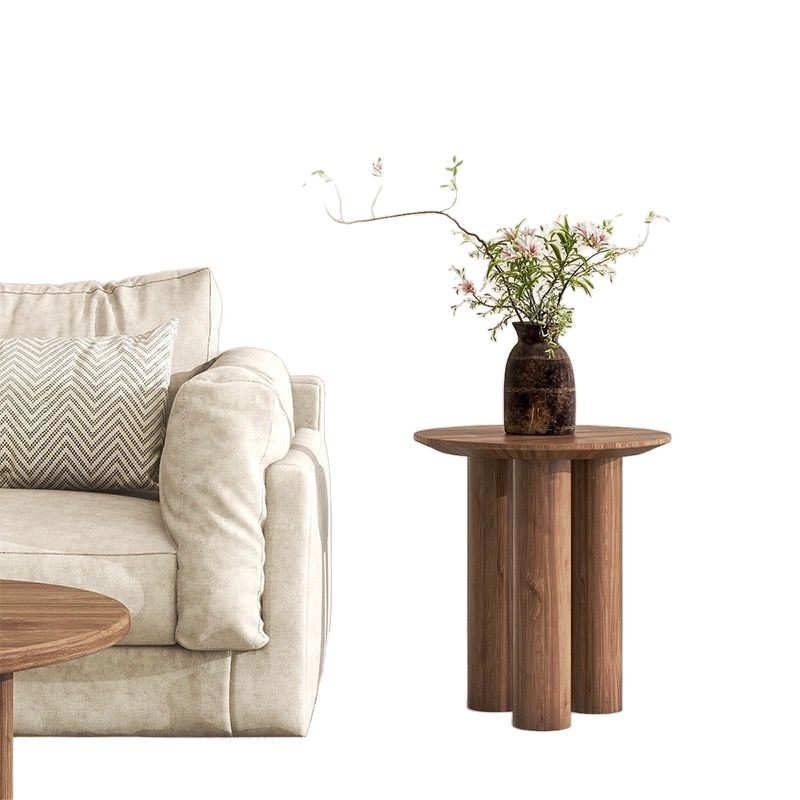 Sofá de madera sólida, sofá de madera sólida, mesa de té pequeña, sala de estar, esquina de madera retro doméstica, mesa de té, mesa redonda, mesa de té