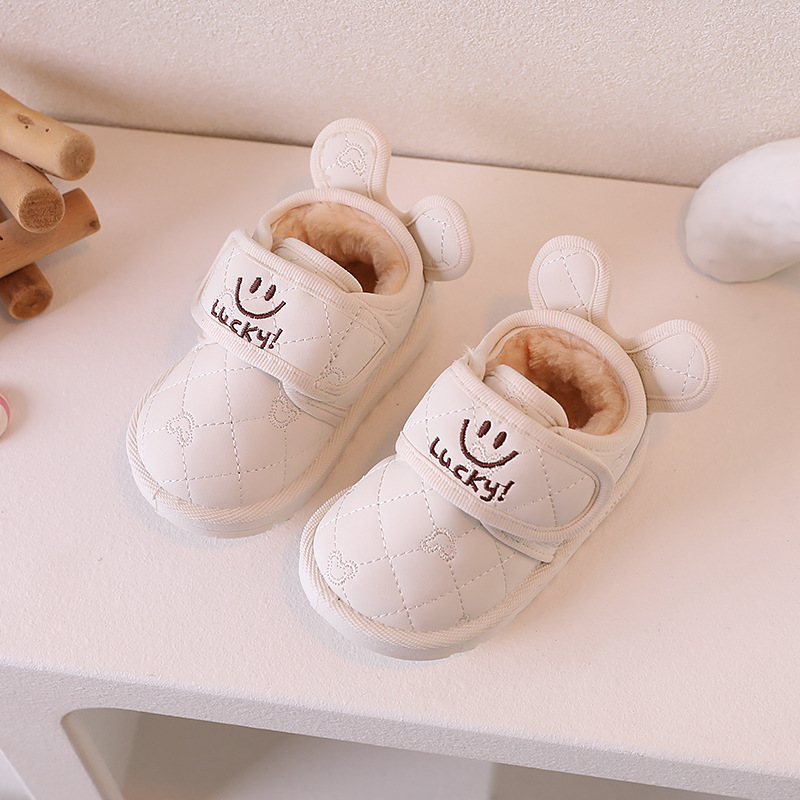 Botas de nieve para bebé botas de invierno de lana zapatos de algodón bebé niño bebé Niño Zapatos té de leche sonriente cara