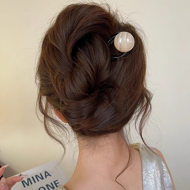 フレンチレトロU字型ヘアスタイルレディースハイエンドシンプルサマーボールヘアスタイルアクセサリー2025新作Lサイズ新作|undefined
