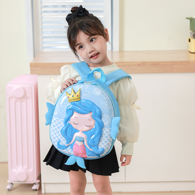 Mochila de jardín de infantes de dibujos animados nueva mochila para niños de 2 - 5 años de edad, mochila de cáscara de huevo de sirena encantadora