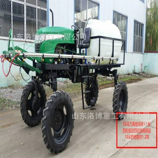 四轮高架打药机高地隙玉米撒药机50马力四驱轮距可调打药车