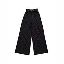 跨境秋冬新款植绒百搭女款遮肉休闲西裤中腰垂感舒适透气阔腿长裤