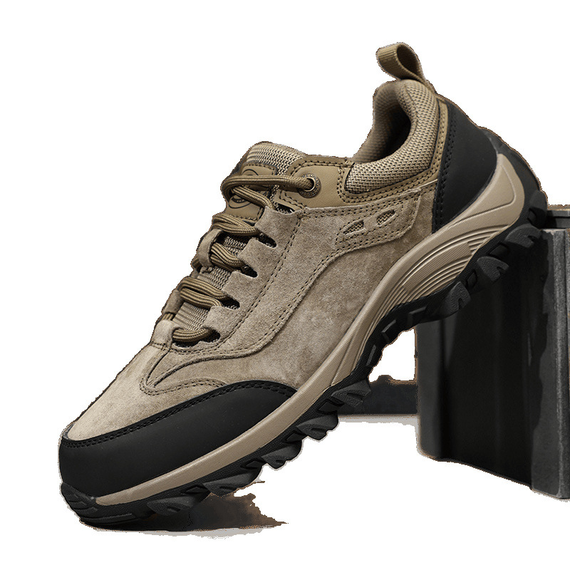 Zapatos de senderismo deportivos antideslizantes, resistentes al desgaste y transpirables de piel de vaca, estilo explosivo transfronterizo para hombres, zapatos ligeros para montañismo al aire libre, zapatos para hombres