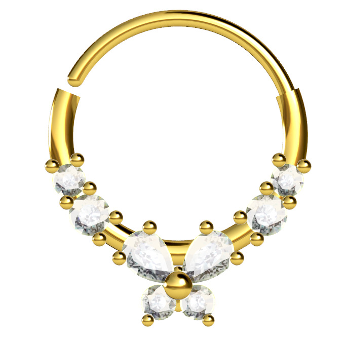 Piercing naso zircone fiocco e orecchie di gatto in rame gioiello_voghion.com