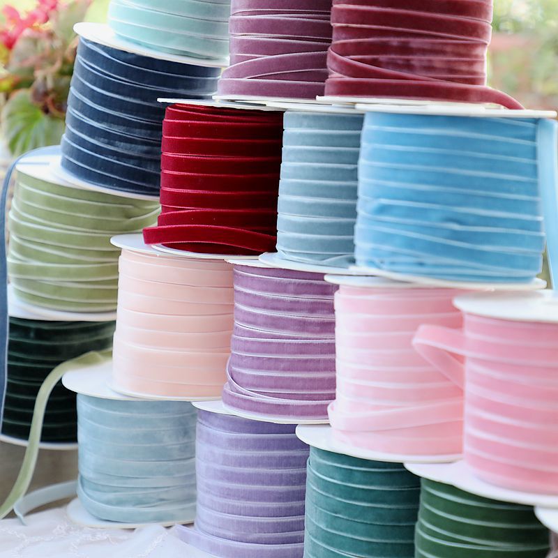 1cm de ancho terciopelo flocado correa de tejido correa de arco correa de ropa hecha a mano sombrero accesorios accesorios materiales DIY