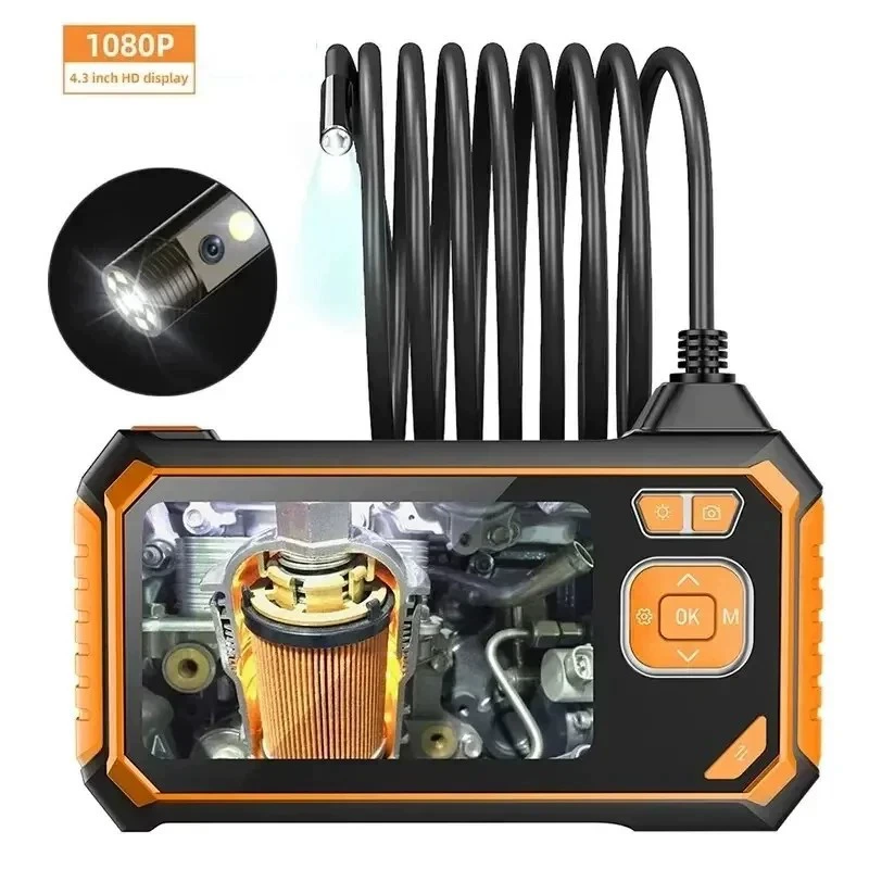 Трансграничный эндоскоп 4.3inch с экраном, одинарная линза 10м с зондом для видеозаписи, промышленный трубопроводный эндоскоп