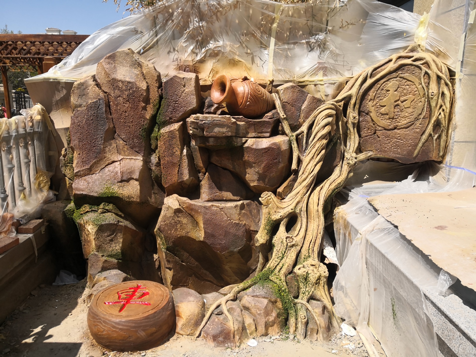 假山石头承接生精品塑石施工清工假山塑石假山瀑布雕塑 户外