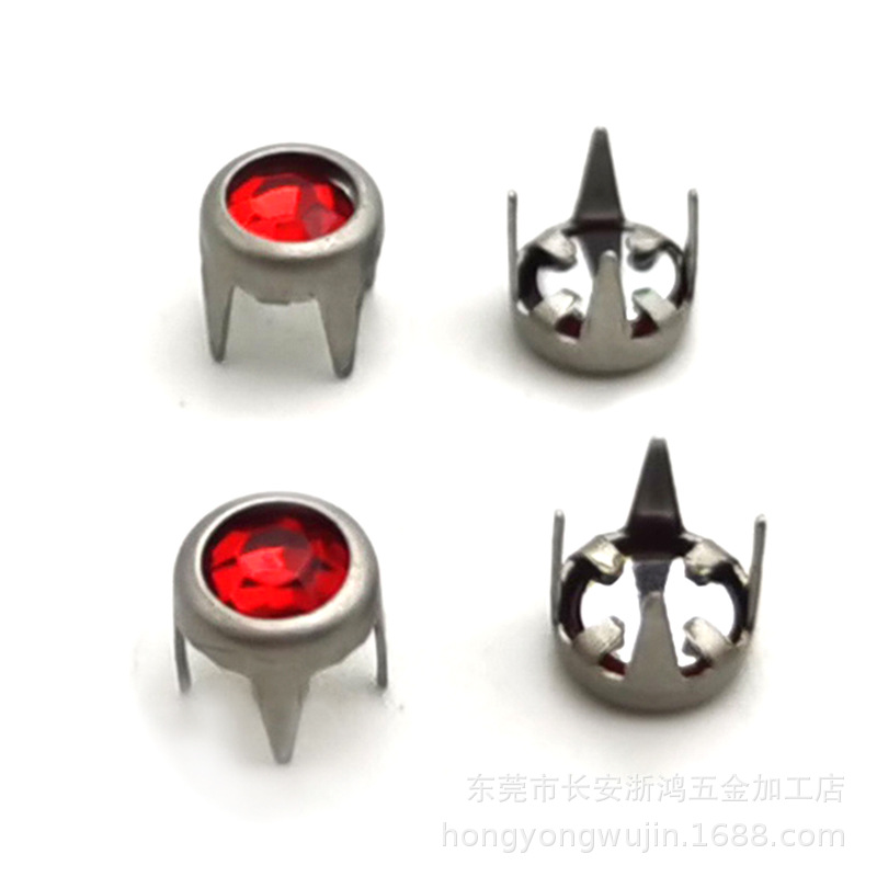 5毫米 无叻哑叻空心爪钉 装钻爪钉 红色空心爪珠 无镍哑镍空心爪