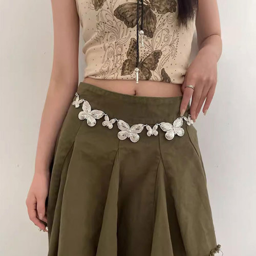 Sweet and Cool Style Butterfly Decoration Waist Chain for Women - New Summer JK Uniform Accessory - Versatile Belt - Korean Version - Simple Ins Style