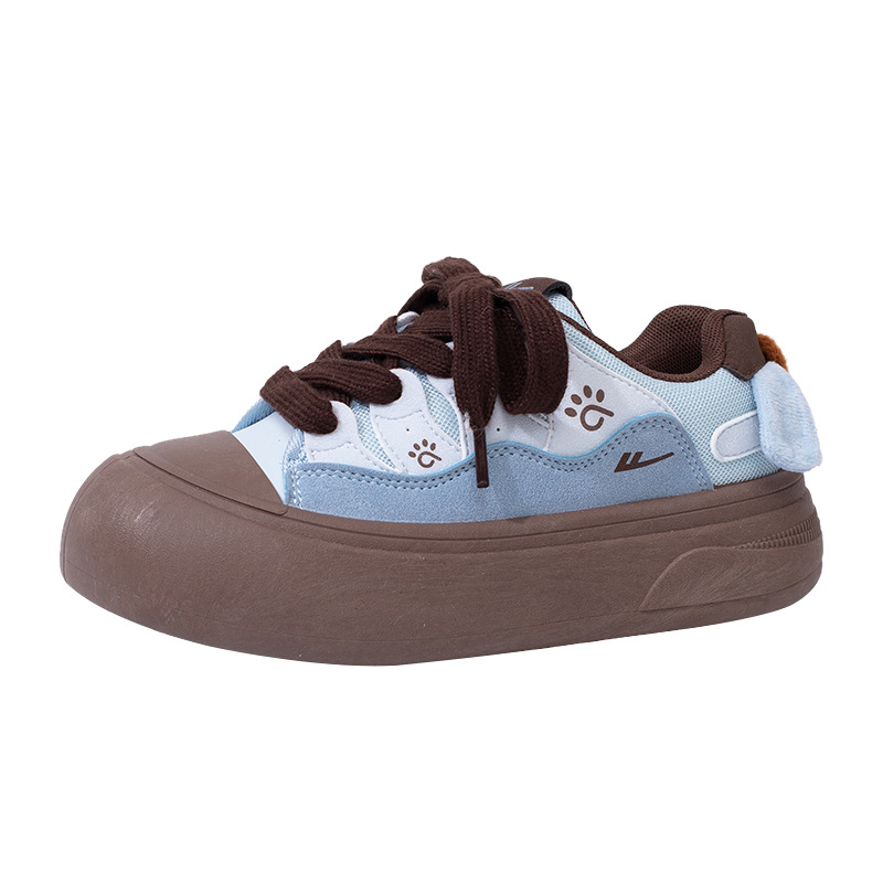 Zapatillas deportivas de suela gruesa y cómodas para estudiantes, zapatillas bajas modernas y versátiles, zapatos casuales de punta redonda en colores pastel.