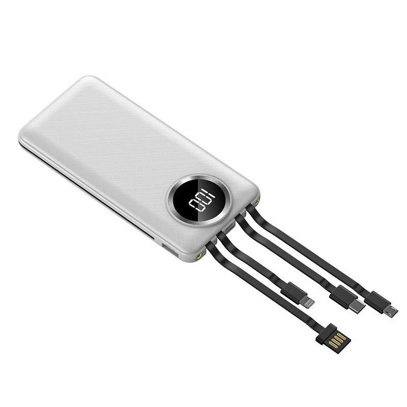 Pantalla inteligente de 2w mAh fuente de alimentación móvil de gran capacidad al aire libre con cuatro líneas de suministro de productos de fabricación de carga de teléfonos móviles