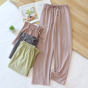 Spring and Summer Women's Pajama Pants Cotton Knitted Home Pants Cotton Casual Loose Home Pants Thin Solid Color Walking Pants
