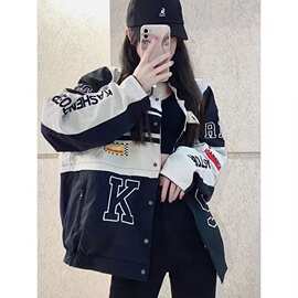 情侣薄秋季棒球服外套可拆卸vintage赛车套装复古辣妹女美式机车