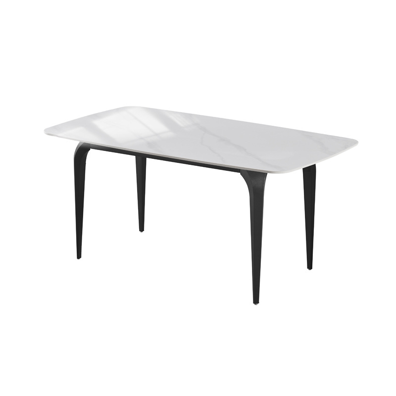 Mesa de comedor de tabla de roca pequeña casa nueva mesa de comedor de lujo moderna simple mesa de comedor rectangular mesa de comedor de piernas de elefante