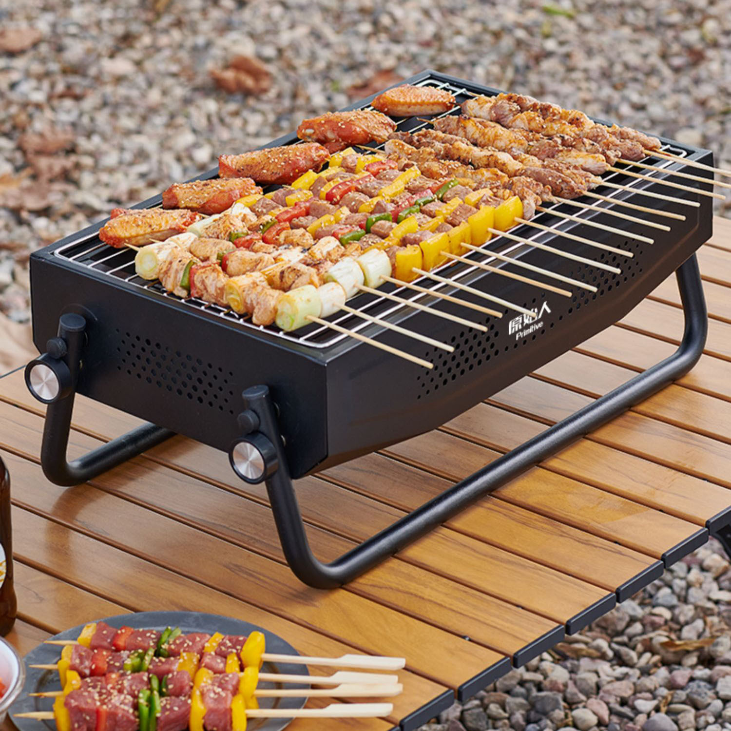 Multi-functional Outdoor BBQ Grill Household Folding Portable Smokeless Meat Roaster with Handle for Camping Charcoal Carbon Stove