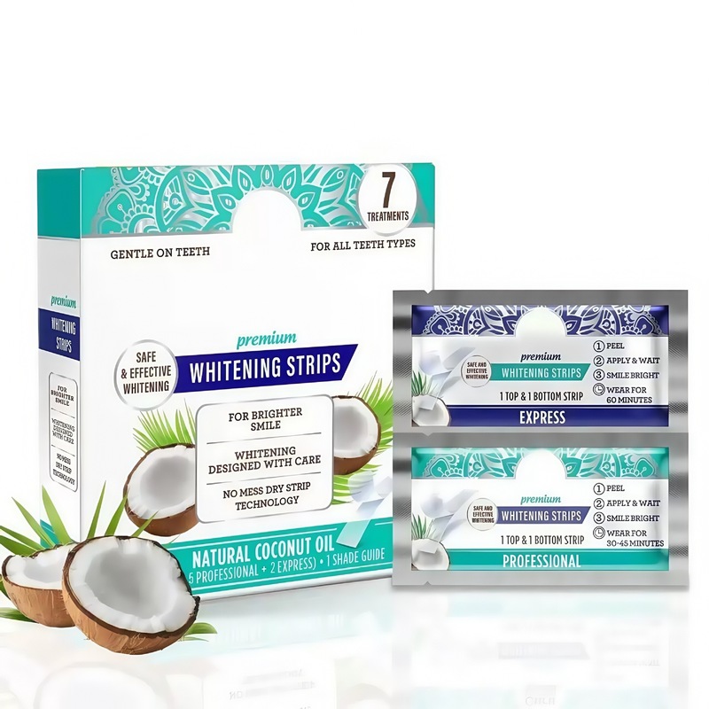 亚马逊爆款 COCONUT OIL椰子油美白牙贴 去黄去牙渍清洁洁白条7PC|undefined