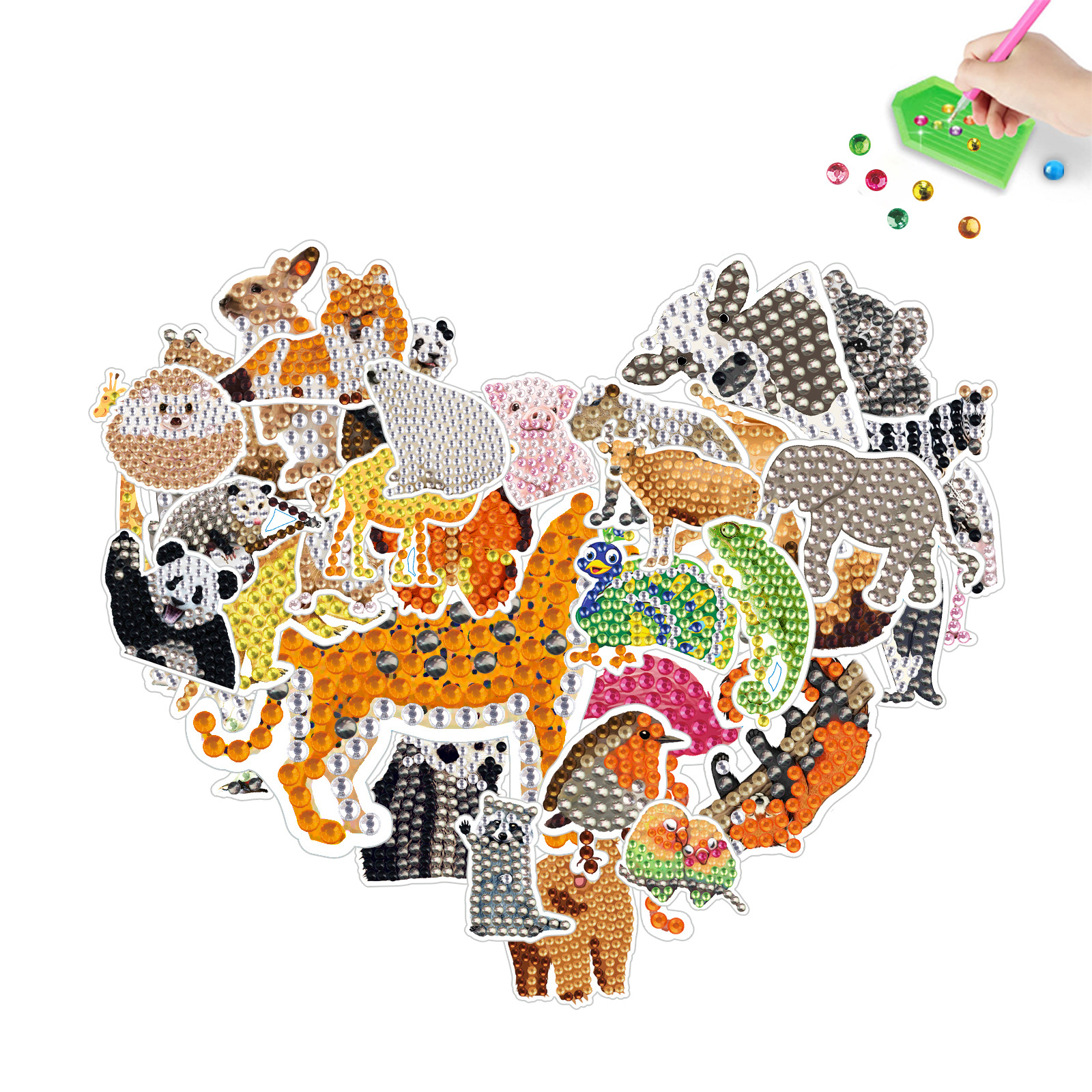 Venta caliente serie de animales de dibujos animados pintura de diamantes oso de peluche pegatinas gratis pegatinas de pared de bricolaje pegatinas hechas a mano para niños pegatinas