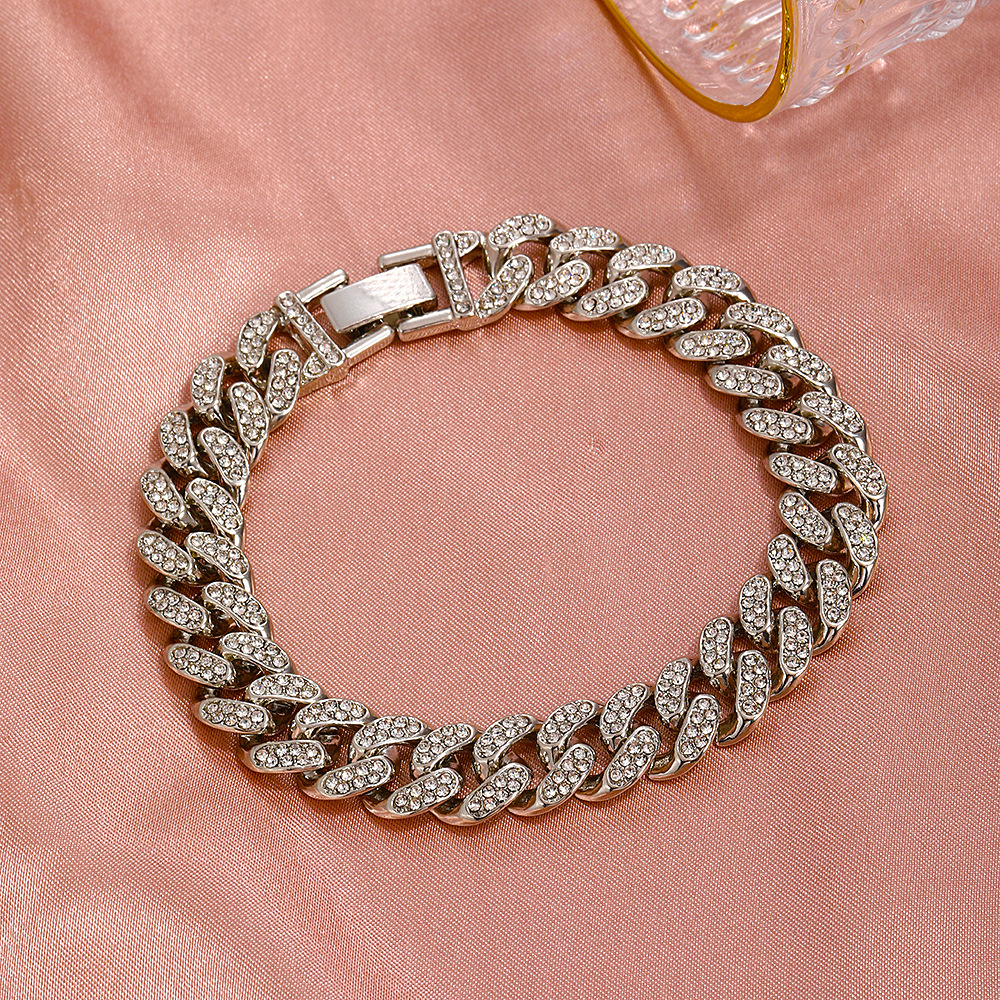 41g Weight Zircon Inlay Material Bracelets Classification Anniversary, Business, Travel Occasion Alloy Material Geometric Pattern Unisex Gender Diamond Design Fashion Style White, Gold Color Fashion Geometric Zircon Alloy Chain & Link Bracelets Wholesale 8