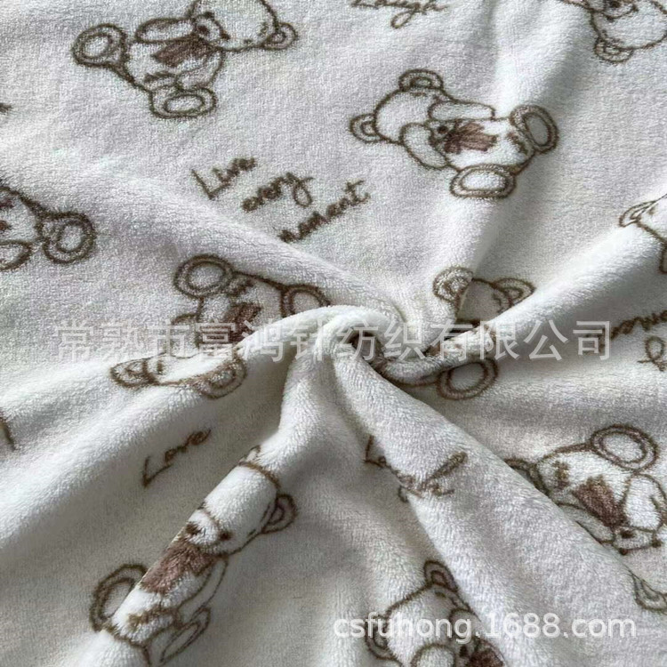 厂家供应100%再生珊瑚绒印花 家纺服装睡衣面料批发