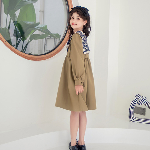 Girls' Dresses 2024 Spring New Style Internet Celebrity Fashionable Children's Wear Skirts for Big Children Spring and Autumn Girls Princess Dresses