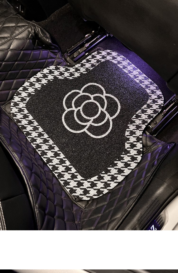 Car foot mat universal Camellia silk ring Universal single piece anti-dirty carpet decoration car mat rear row foot mat